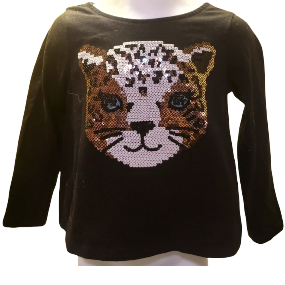 Girl's Toddler Long Sleeve T-Shirt Big Cat Print